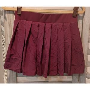 HALARA Burgundy Pleated Skort with Buckle Design - NWT